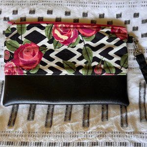 Rose clutch/wristlet bag
